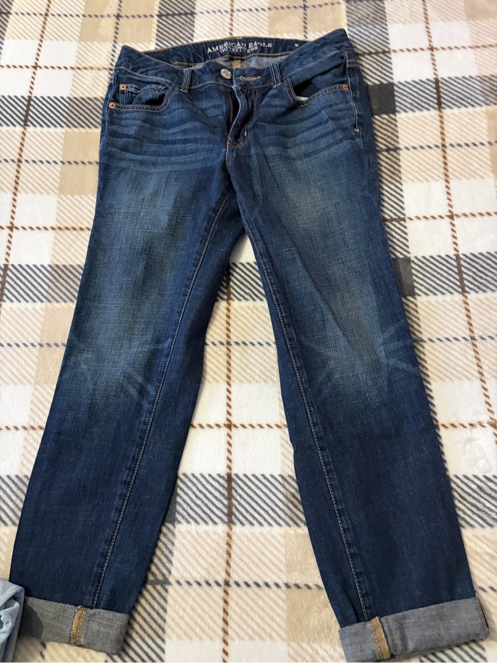 American Eagle Dark Wash Straight Leg Jeans - Blue